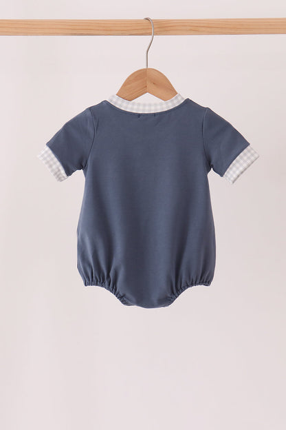 Navy Football Bow French Knot Bubble