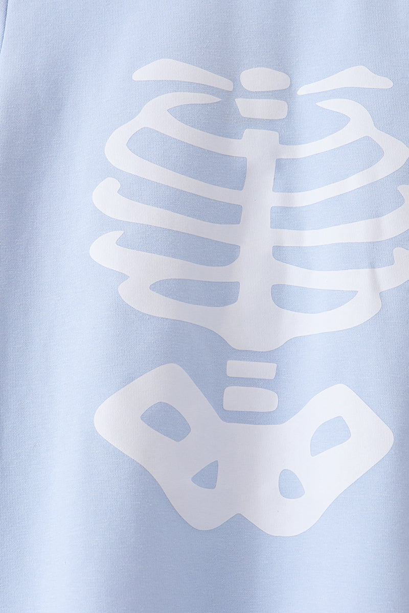 Blue Skeleton Print Pants Set