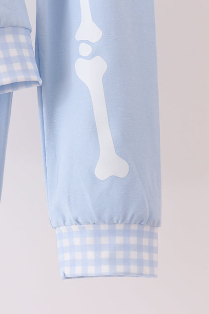 Blue Skeleton Print Pants Set