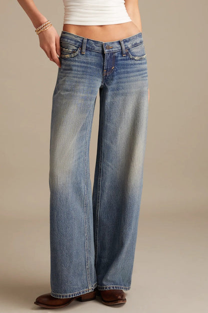 Lucky Brand Women's Super Low Rise Ultra Wide - Get Low Wash