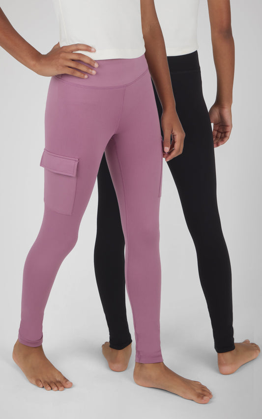 Girls 2 PK Interlock Everyday Cargo and Basic Legging