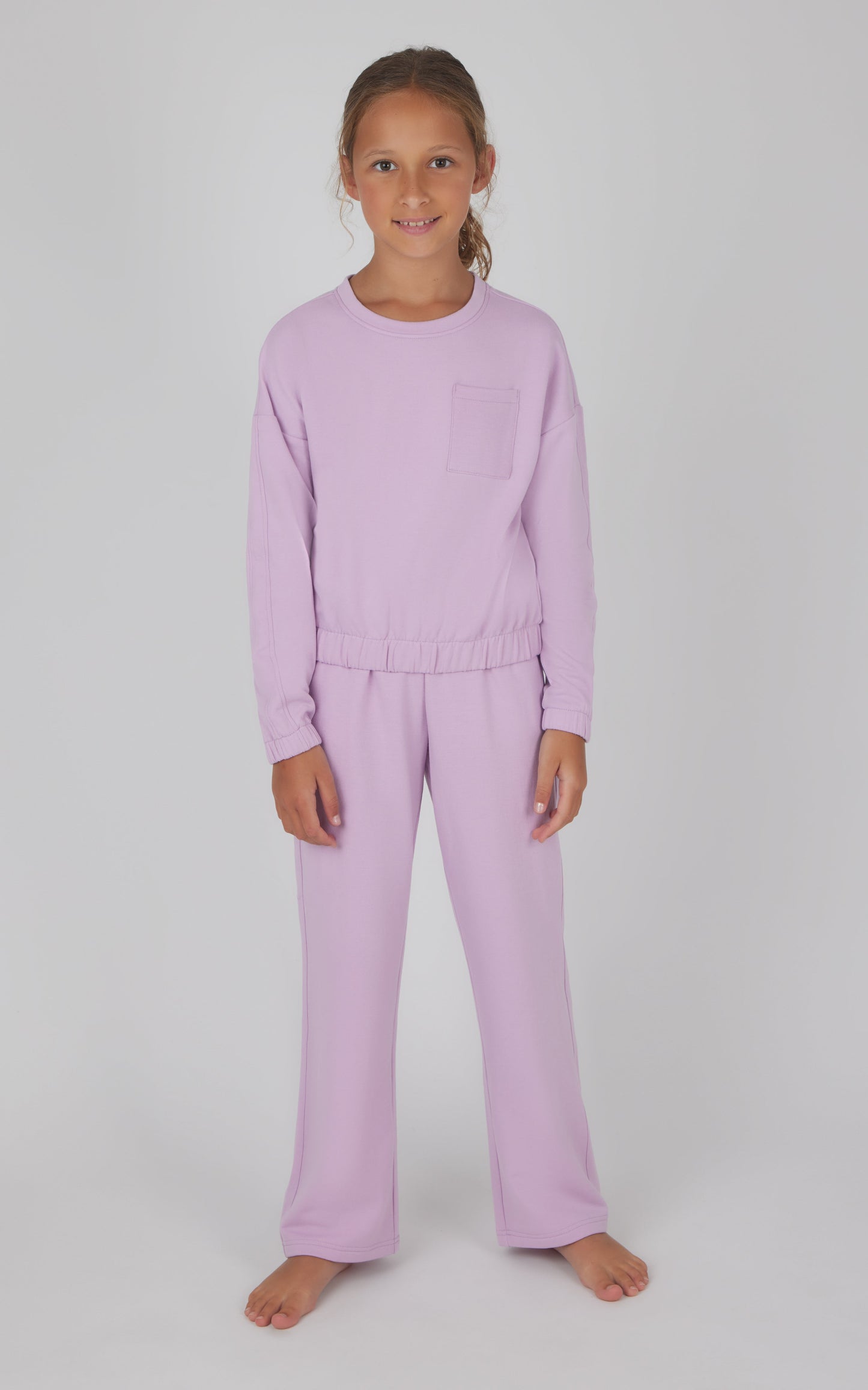 Girls 2 PC Terry Brushed Pullover and Pant Set