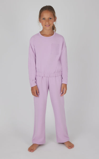 Girls 2 PC Terry Brushed Pullover and Pant Set