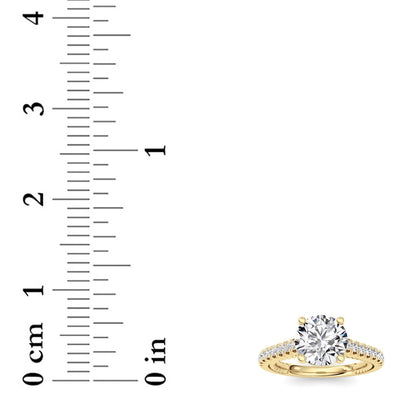 2 Ct Round (F/VS) Lab Grown Diamond Prong 14K Yellow Gold Rope Design Accented Engagement Ring