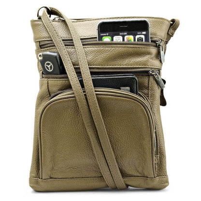 SteelTime Unisex Leather Crossbody Bag With Serenity Prayer