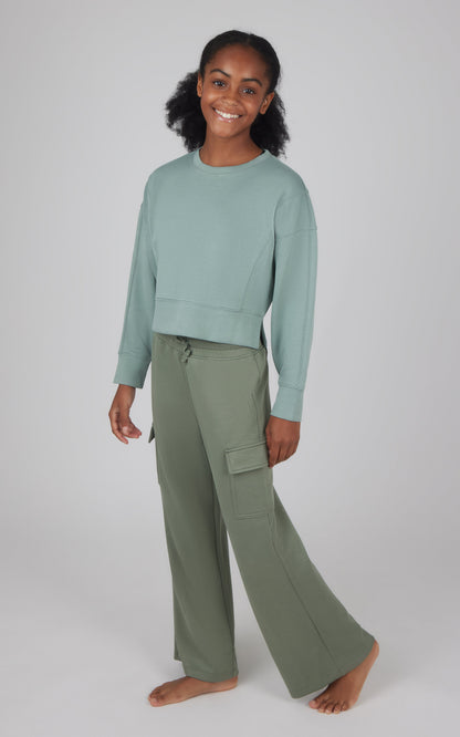 Girls 2 PC Softlite Cropped Pullover + Softlite Wide Leg Cargo Pant - Our Stone Story