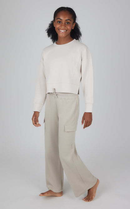 Girls 2 PC Softlite Cropped Pullover + Softlite Wide Leg Cargo Pant - Our Stone Story