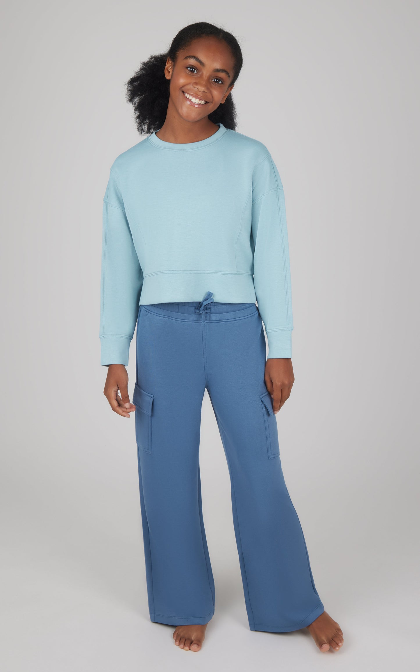 Girls 2 PC Softlite Cropped Pullover + Softlite Wide Leg Cargo Pant - Our Stone Story
