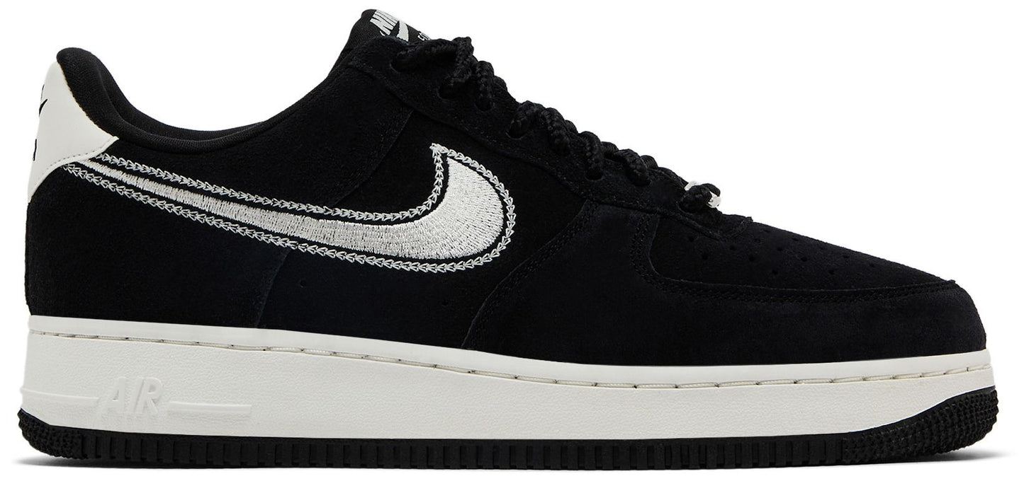 Nike Men's Air Force 1 '07 Lv8 'Black Sail Embroidered Swoosh' Sneakers