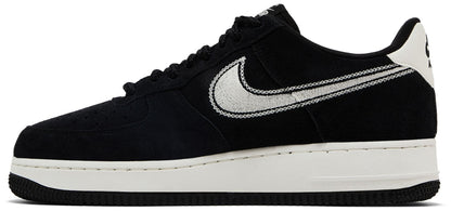 Nike Men's Air Force 1 '07 Lv8 'Black Sail Embroidered Swoosh' Sneakers