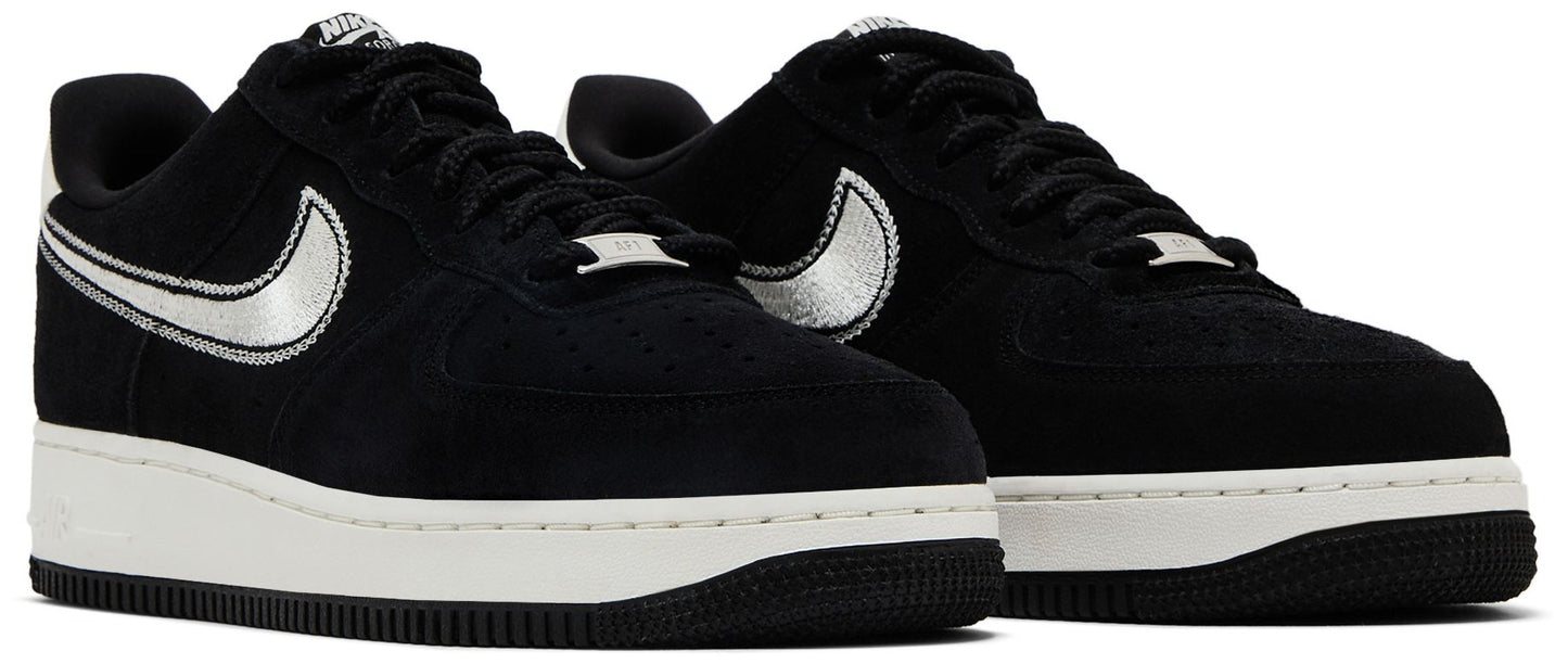Nike Men's Air Force 1 '07 Lv8 'Black Sail Embroidered Swoosh' Sneakers