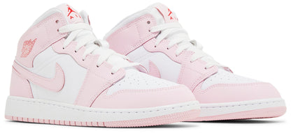 [dq8423-608] Grade School Air Jordan Retro 1 Mid 'pink Foam Fire Red'