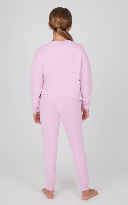 Girls 2 PC Melange Long Sleeve Top and Jogger Set