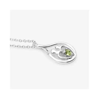 0.15 CTTW Heart Green Peridot Prong Silver Mom Infinity Pendant Necklace