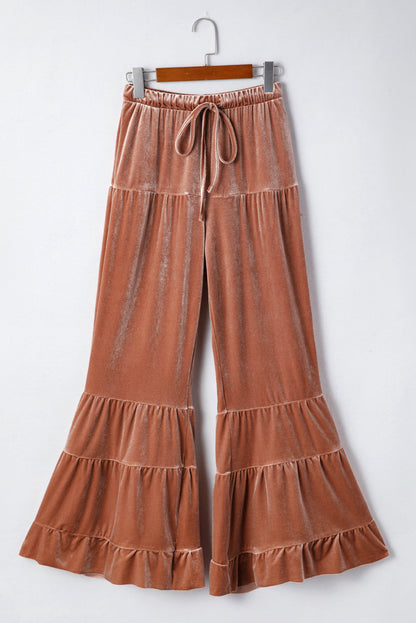 Violeta Tiered Bell Bottom Pants - Straw Yellow / L - 12/14