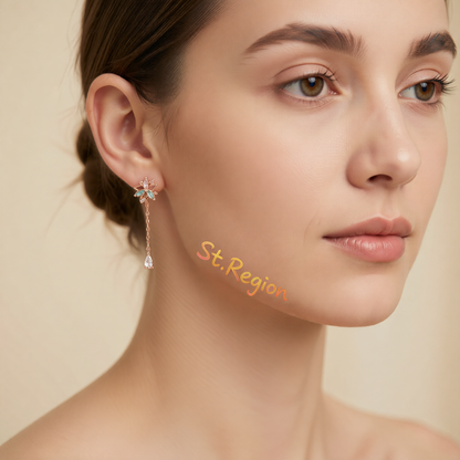 Cubic Zirconia & Crystal Goldtone Flower Drop Earrings