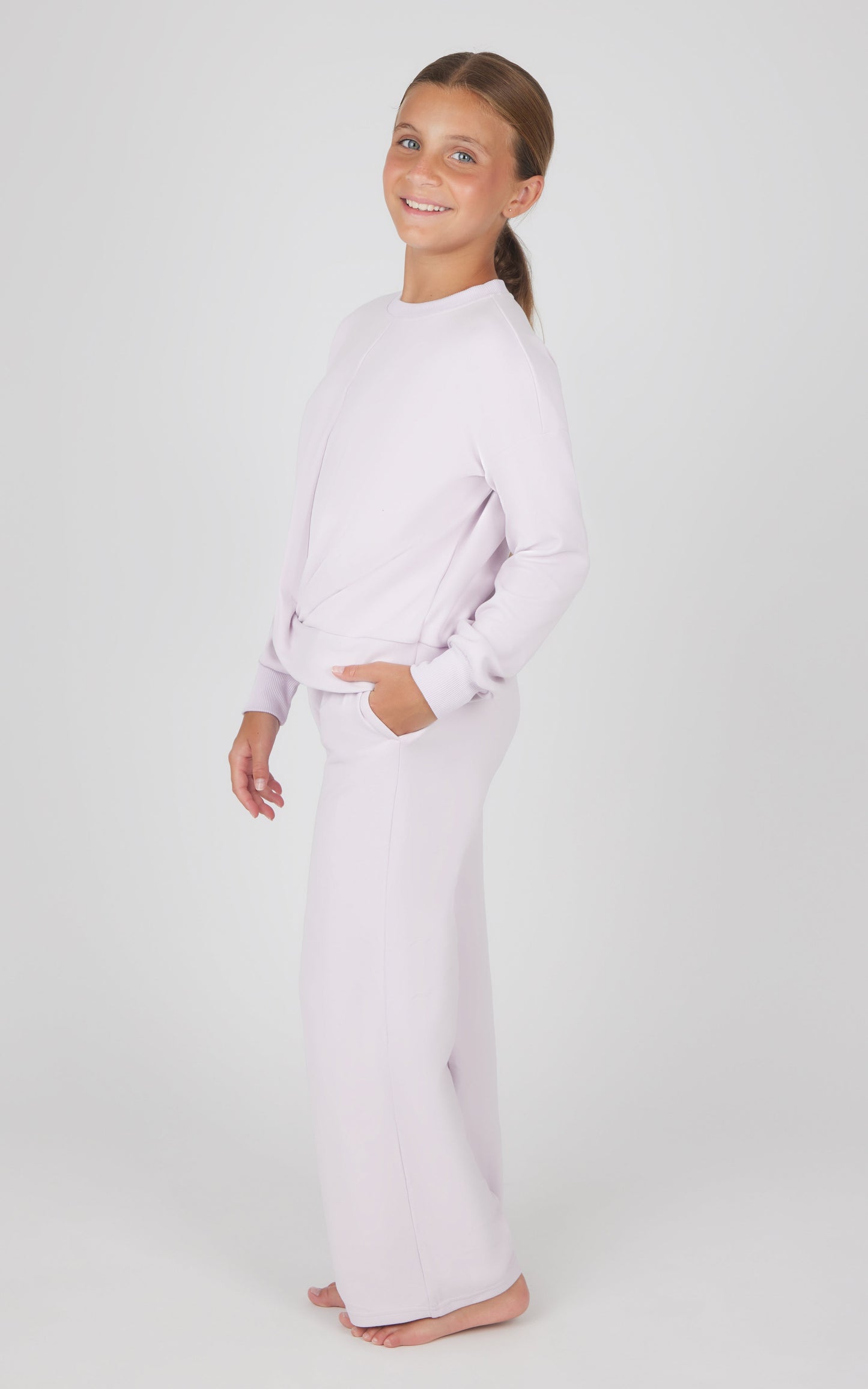 Girls 2 PC Melange Sweatshirt and Wide Leg Pant