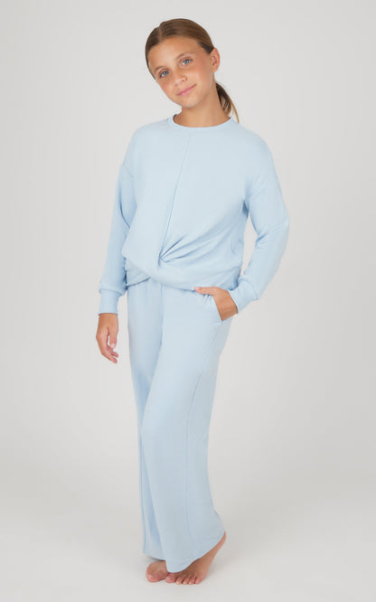 Girls 2 PC Melange Sweatshirt and Wide Leg Pant