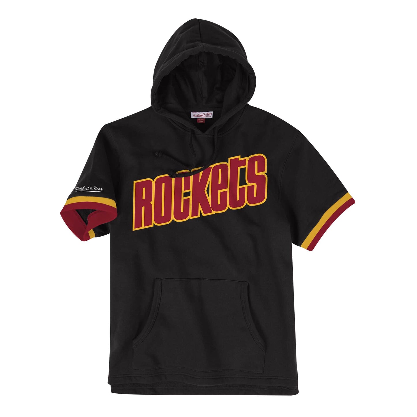 Men's Mitchell & Ness NBA French Terry Short Sleeve Hoodie Houston Rockets