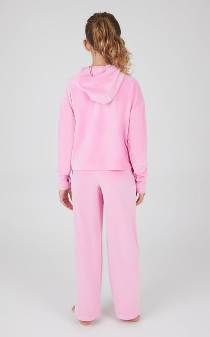 Girls 2 PC Ribbed Velour Hoodie and Straight Leg Pant