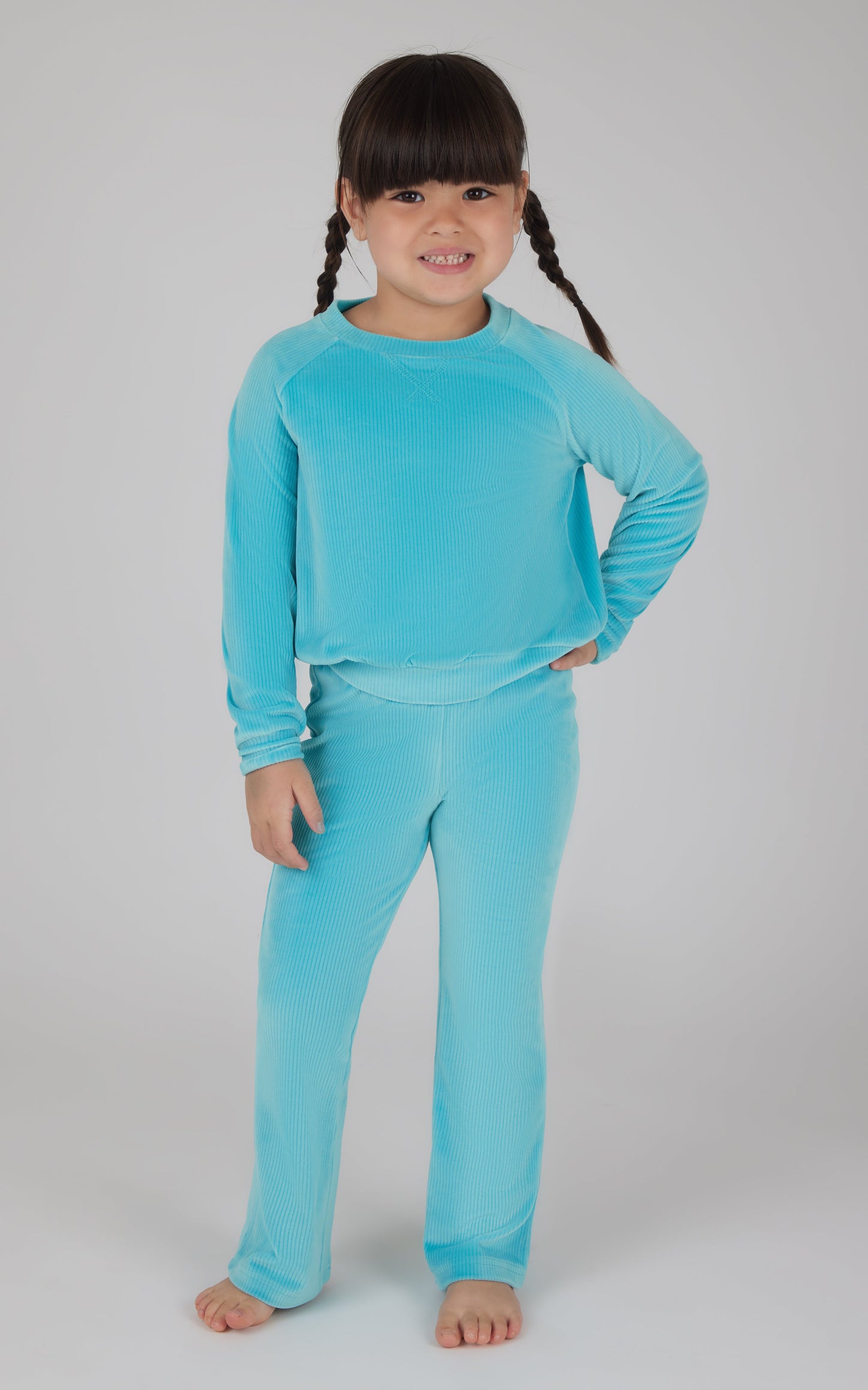 4-6X 2 PC Ribbed Velour Top and Flare Leg Pant