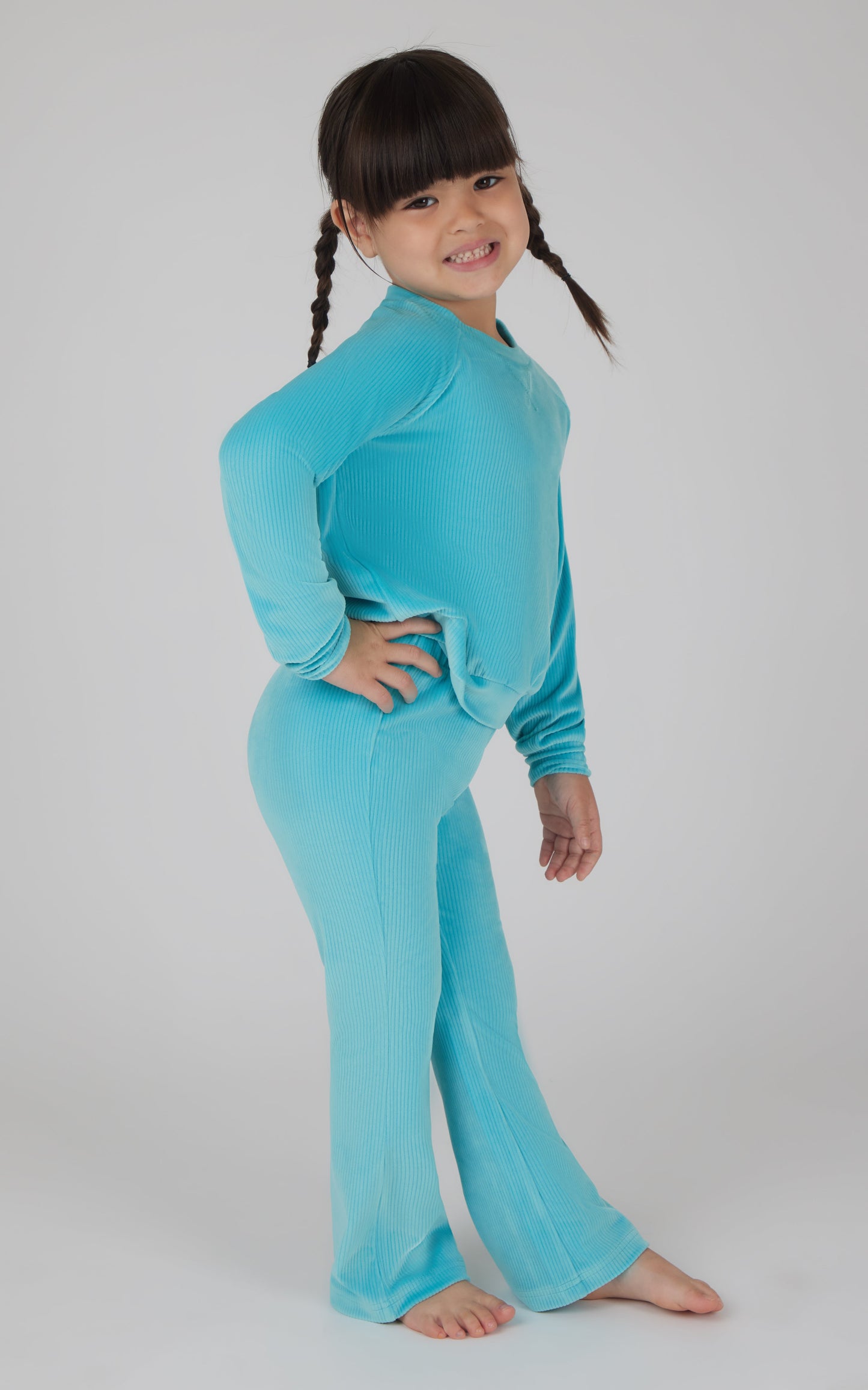 4-6X 2 PC Ribbed Velour Top and Flare Leg Pant