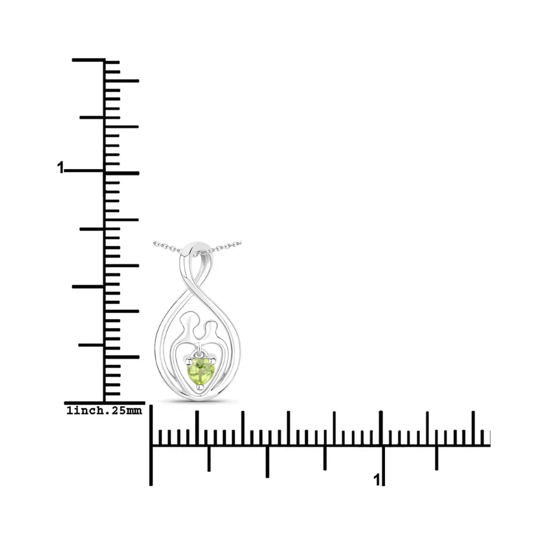 0.15 CTTW Heart Green Peridot Prong Silver Mom Infinity Pendant Necklace