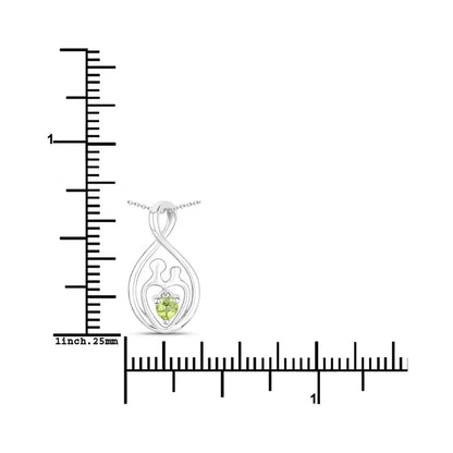 0.15 CTTW Heart Green Peridot Prong Silver Mom Infinity Pendant Necklace