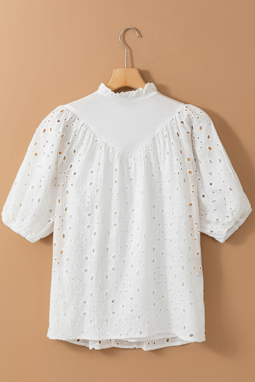 Threaded Pear Arielle Embroidered Hollow-out Puff Sleeve Blouse
