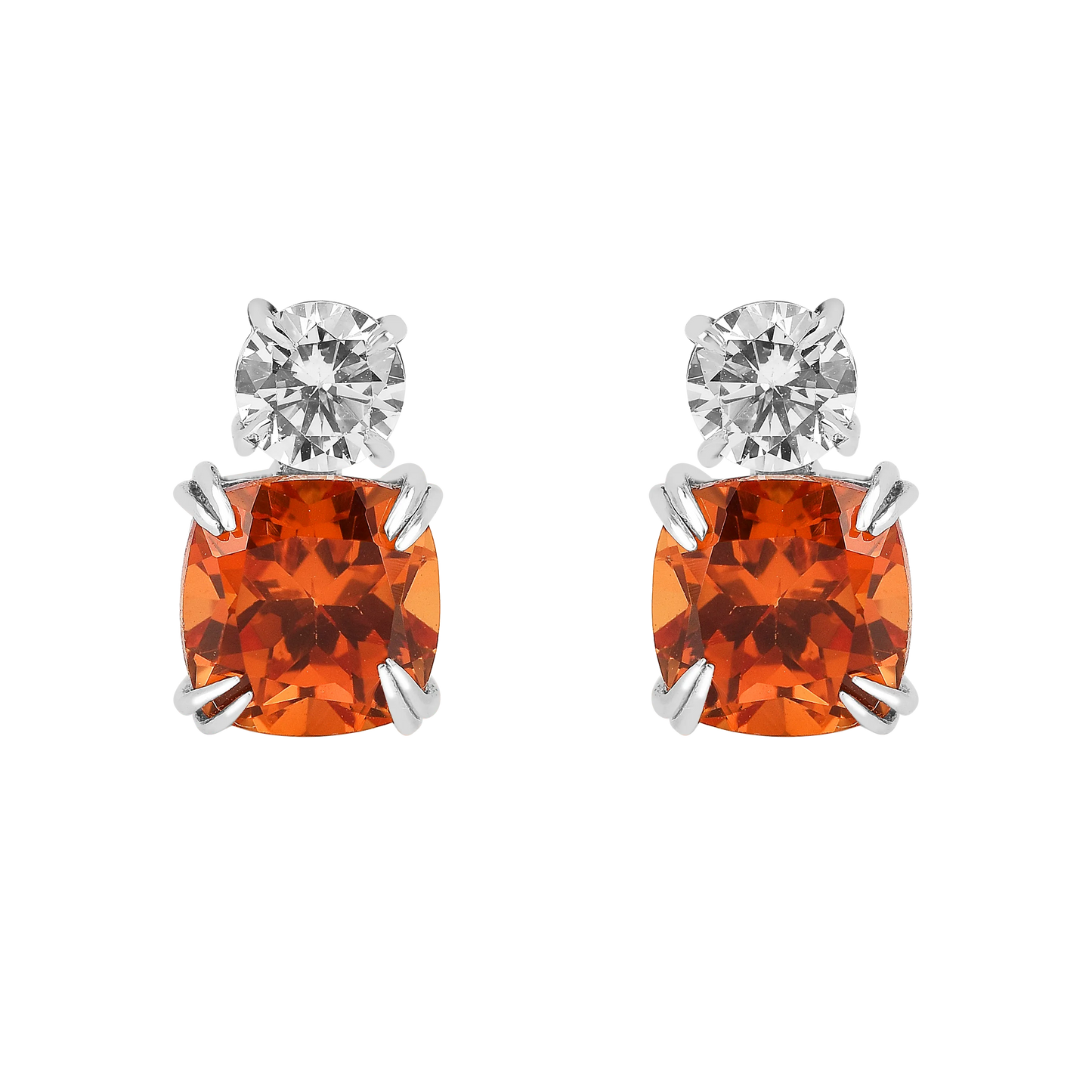 Peach Sapphire Stud Earrings
