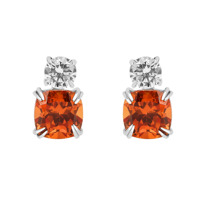 Peach Sapphire Stud Earrings