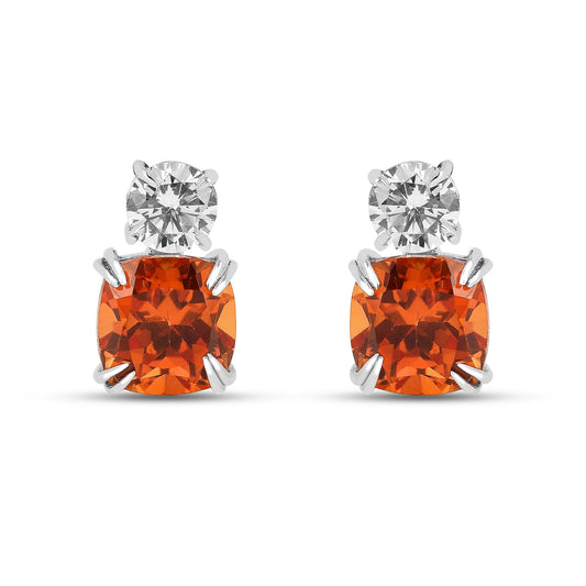 Peach Sapphire Stud Earrings
