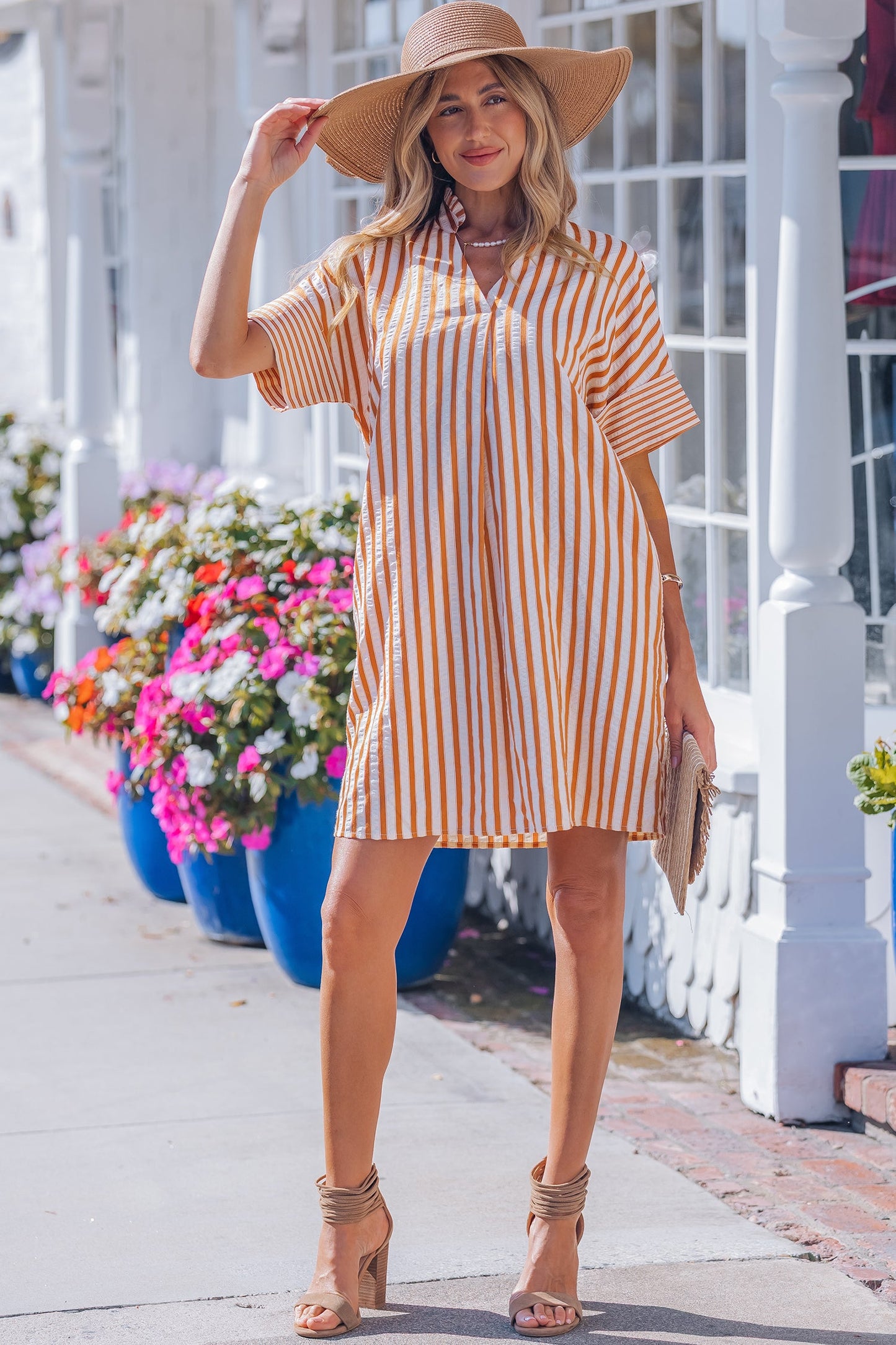 Threaded Pear Darcy Cuffs Shift Mini Dress