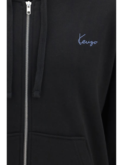 Hoodie Signature Cotton Zip Black