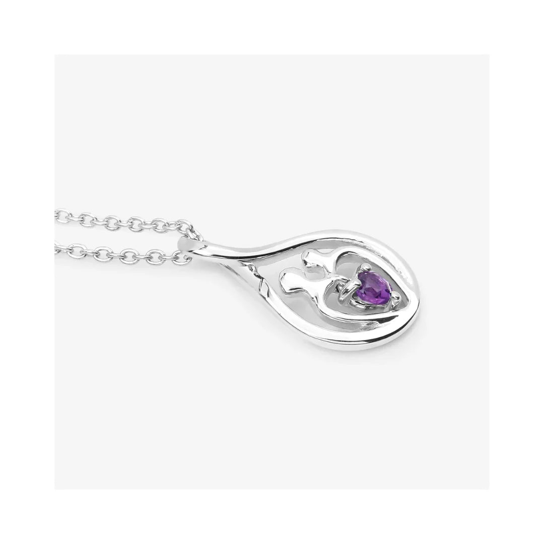 0.15 Ct Heart Purple Amethyst Prong Silver Mom Infinity Pendant Necklace