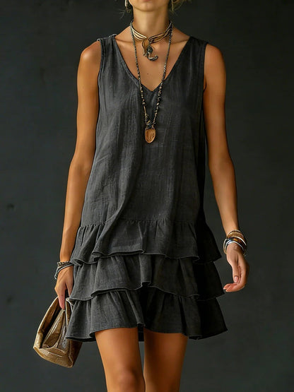 V-Neck Sleeveless Midi Dress – 5 Colors, S–2XL