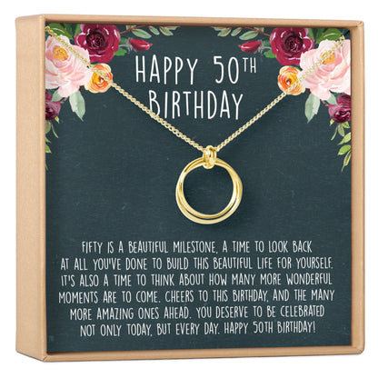 50th Birthday Necklace, Multiple Styles