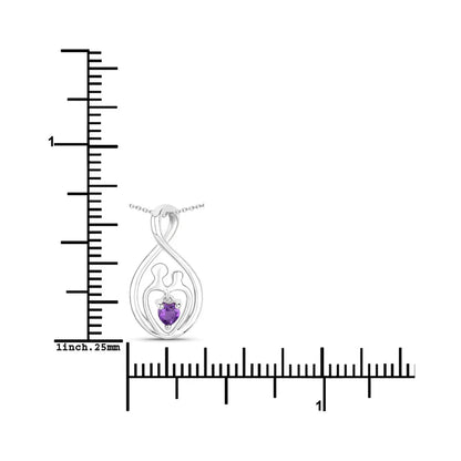 0.15 Ct Heart Purple Amethyst Prong Silver Mom Infinity Pendant Necklace