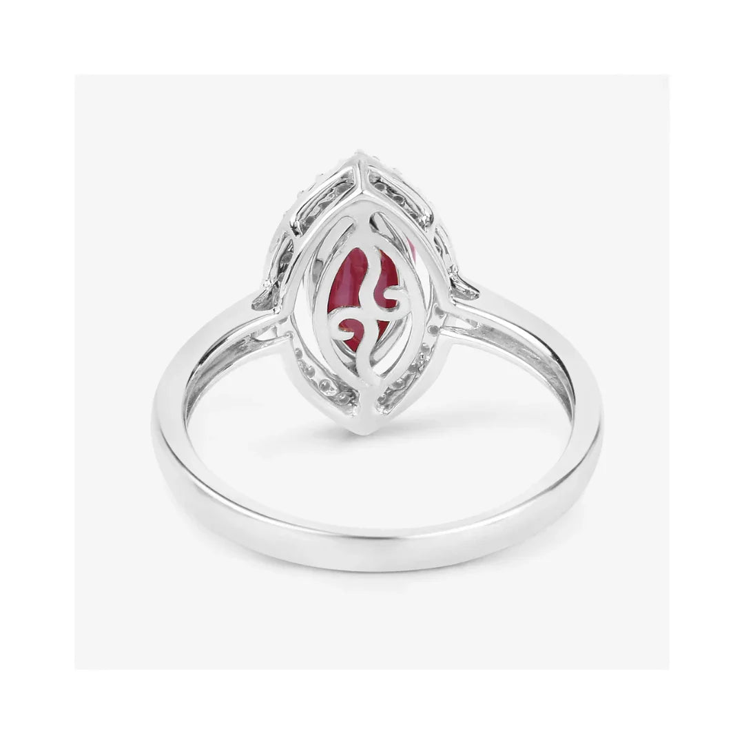 1.39 Ct Marquise Pink Ruby Diamond Prong 10K Gold Halo Ring