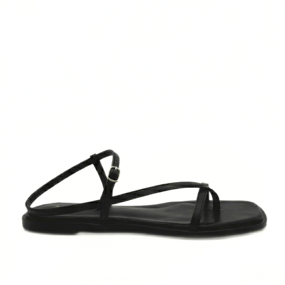 Maxy Asymmetric T-Strap Sandal - Black