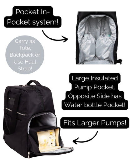 Sarah Wells Kelly Breast Pump Backpack & Tote  – Insulated Pocket, Laptop Sleeve & Easy-Clean Interior – Fits All Pumps for Moms