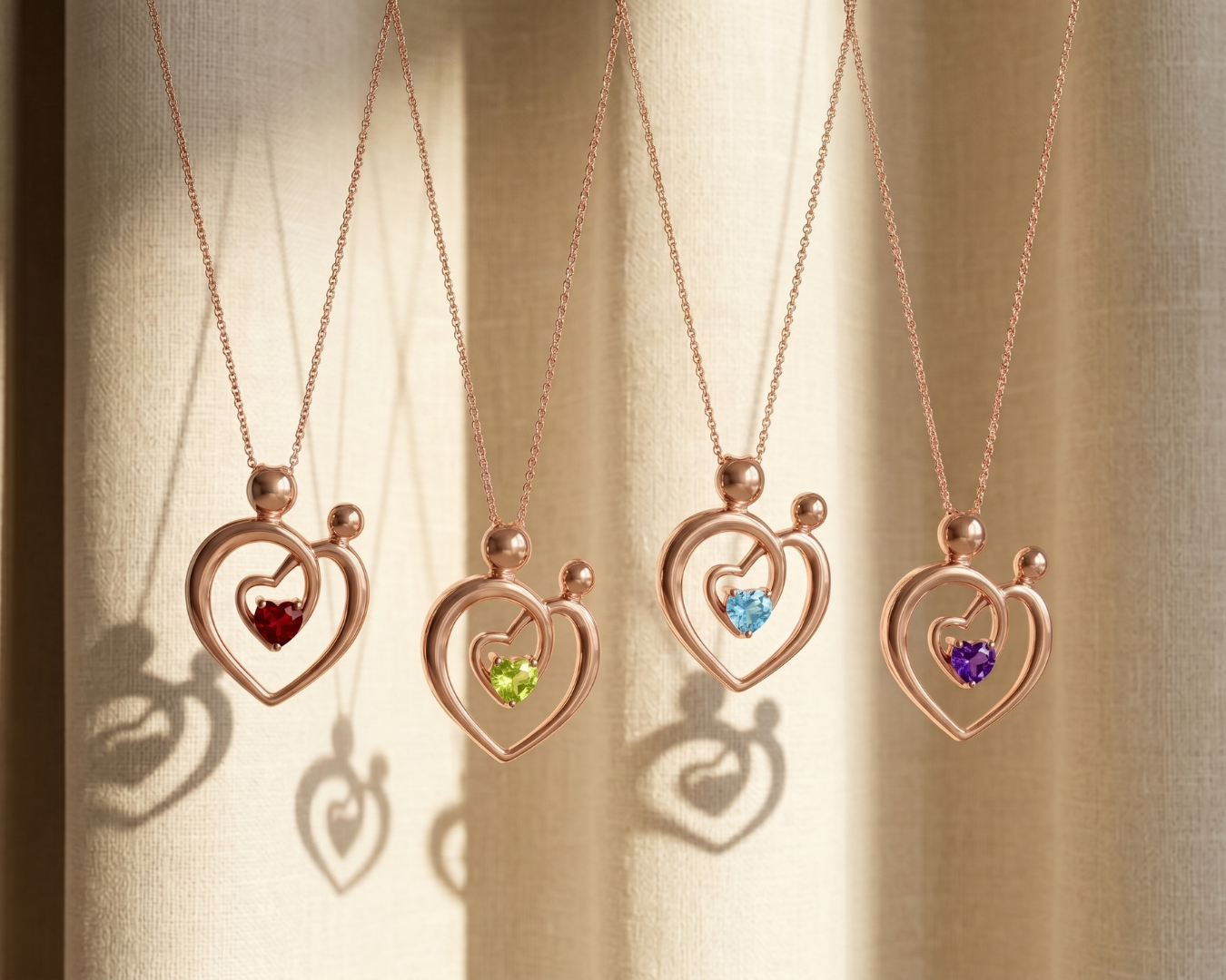 0.28 Ct Heart Swiss Blue Topaz Prong Rose Gold Plated Mom Necklace