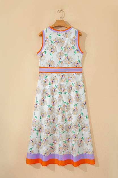 Threaded Pear Daphne Belted Sleeveless Maxi Dress
