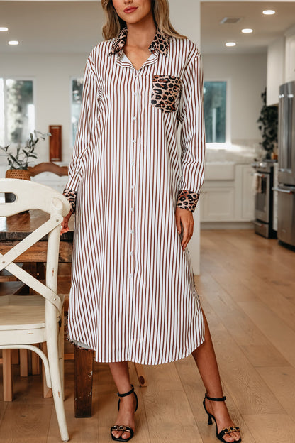 Threaded Pear Caroline Contrast Patchwork Long Shirt Dress