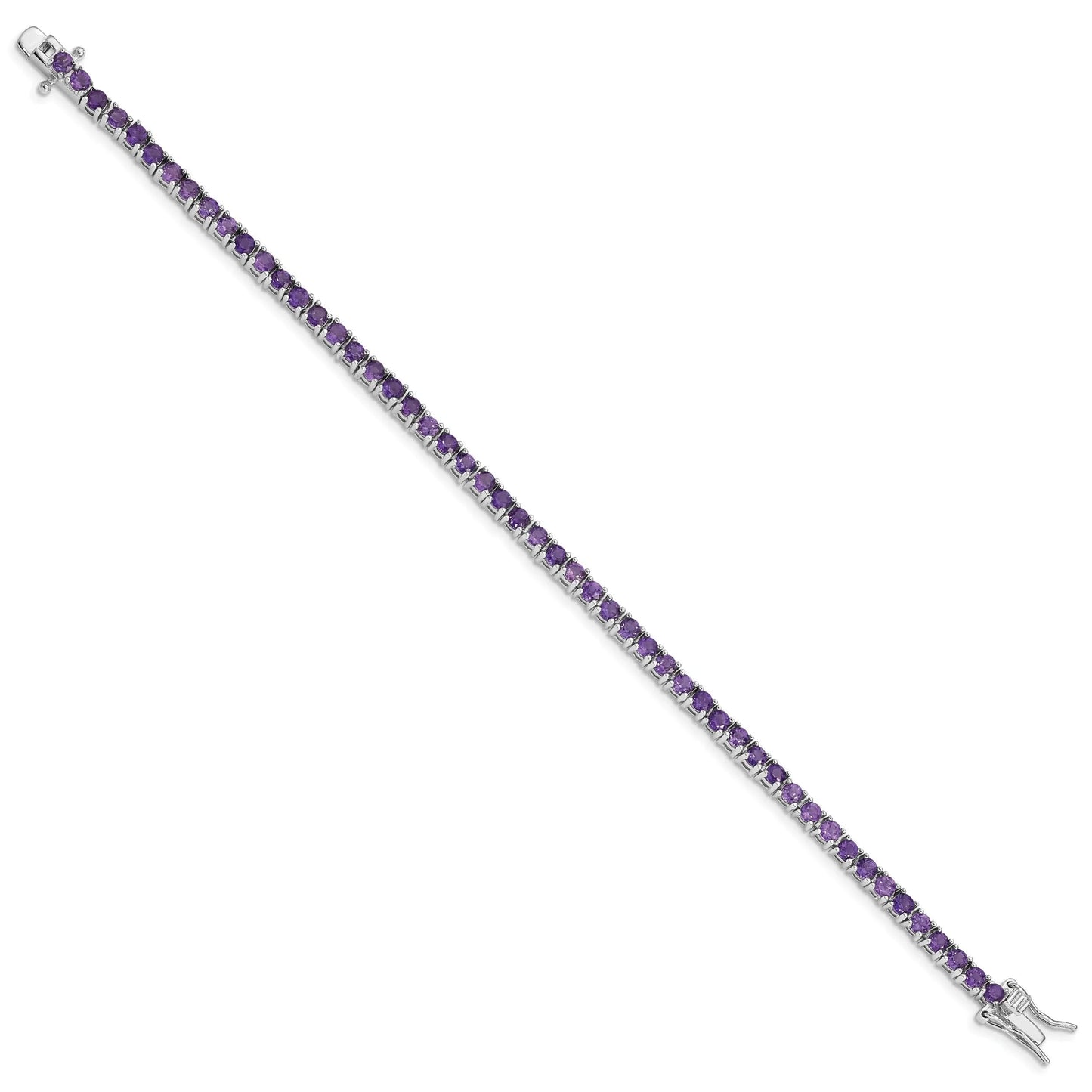 Genuine Amethyst Silver Tennis Bracelet
