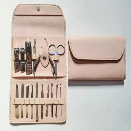 16-Pieces: Nail Clippers Manicure Tool Set with Portable Travel Case