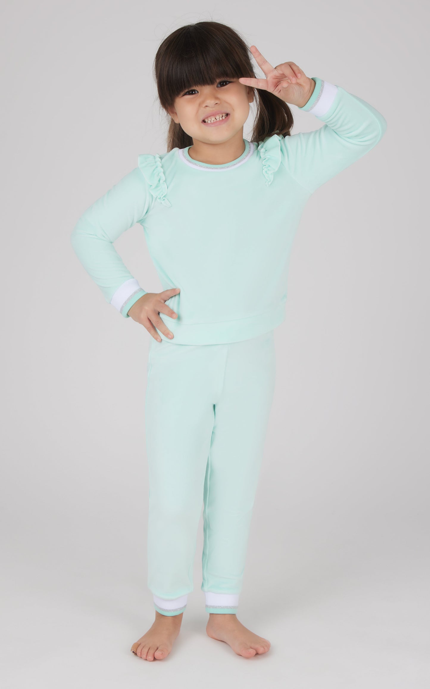 Toddler 2 PC Velour Ruffle Sweatshirt and Jogger