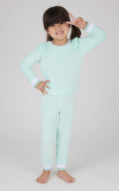 Toddler 2 PC Velour Ruffle Sweatshirt and Jogger