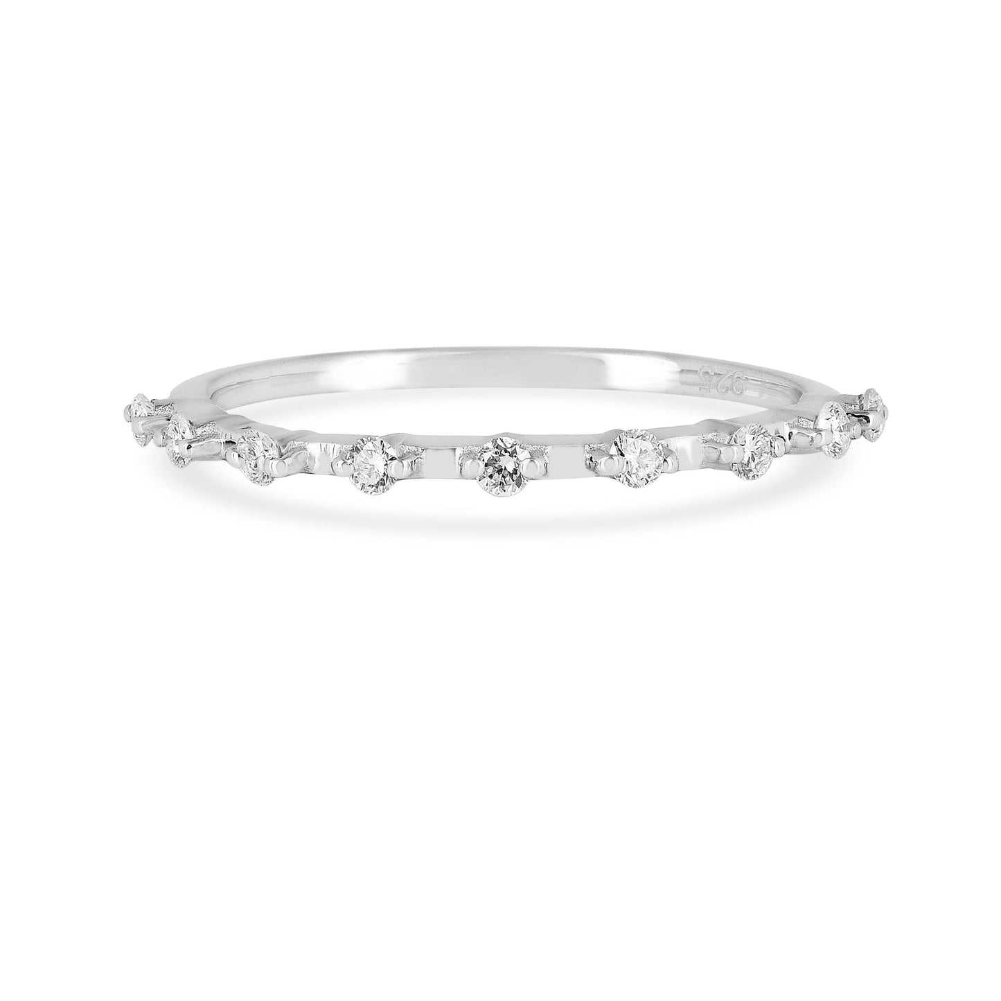 0.22 Ct Round White Lab  Diamond Sterling Silver Half Eternity Ring