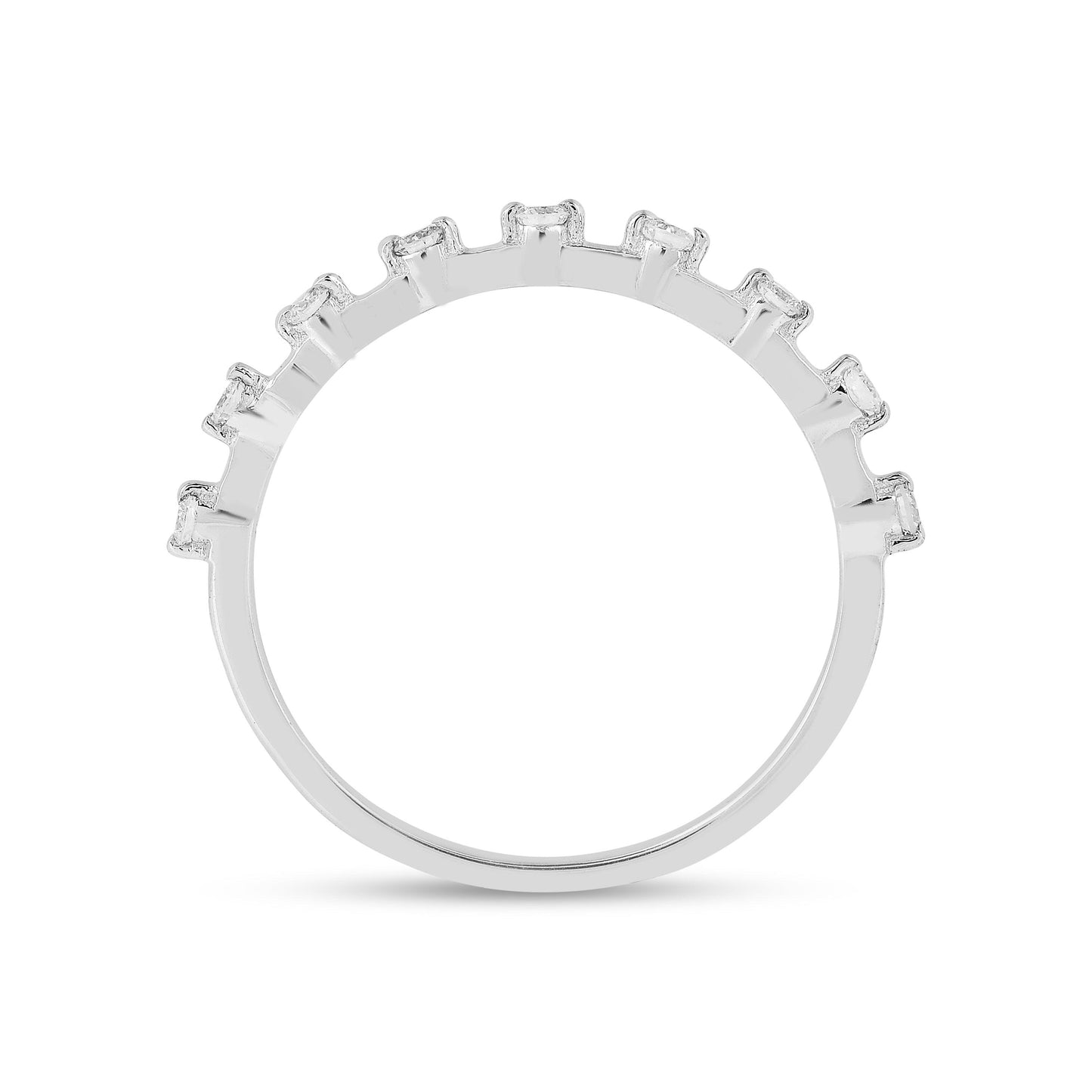0.22 Ct Round White Lab  Diamond Sterling Silver Half Eternity Ring